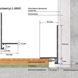 Микроплинтус алюминиевый Laconistiq MICRO L Max Светлый Шампань 18-17-245 2450×35,8×16,2