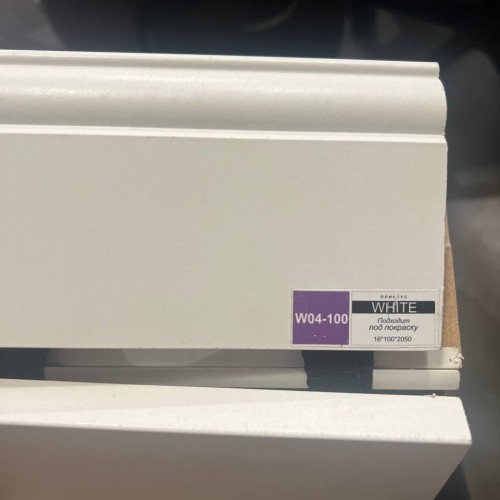 Плинтус МДФ ламинированный DeArtio White W04-100 2050×100×16 Плинтус МДФ ламинированный DeArtio White W04-100 2050×100×16