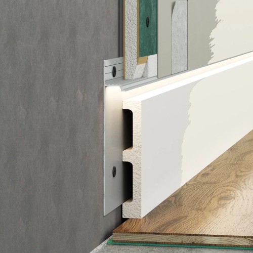 Плинтус алюминиевый скрытый с подсветкой Laconistiq Regular 41-100-300 без покрытия 3000×80×13 Плинтус алюминиевый скрытый с подсветкой Laconistiq Regular 41-100-300 без покрытия 3000×80×13