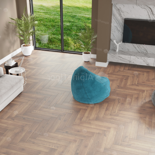 Кварцвиниловый SPC ламинат Alpine Floor Parquet Premium Дуб Royal ECO 19-2 венгерская елка 600×125×8