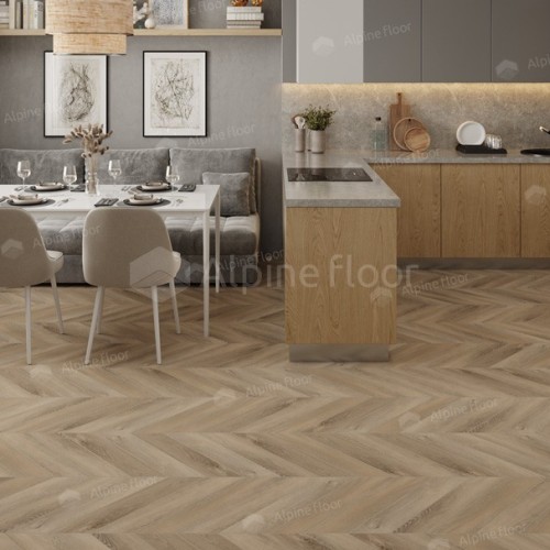 Кварцвиниловая плитка Alpine Floor клеевая Chevron Alpine LVT Дуб Синистра Chevron ECO 20-6 французская елка 555×127×2,5