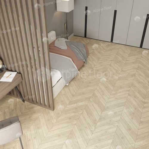 Кварцвиниловая плитка Alpine Floor клеевая Chevron Alpine LVT Сонома Chevron ECO 20-7 французская елка 555×127×2,5
