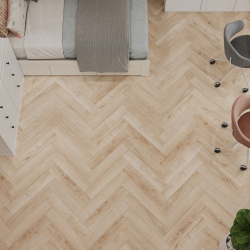 Кварцвиниловый SPC ламинат Cronafloor Herringbone Дуб Дижон H010 венгерская елка 640×128×4,5