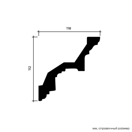 Потолочный плинтус под покраску Европласт 1.50.111 2000×118×112