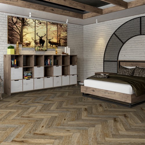 Кварцвиниловая плитка Damy Floor клеевая London LVT Ковентри 190707EL-01-LVT венгерская елка 590×118×2,5