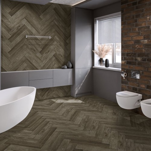 Кварцвиниловая плитка Damy Floor клеевая London LVT Оксфорд 200410EL-12-LVT венгерская елка 590×118×2,5