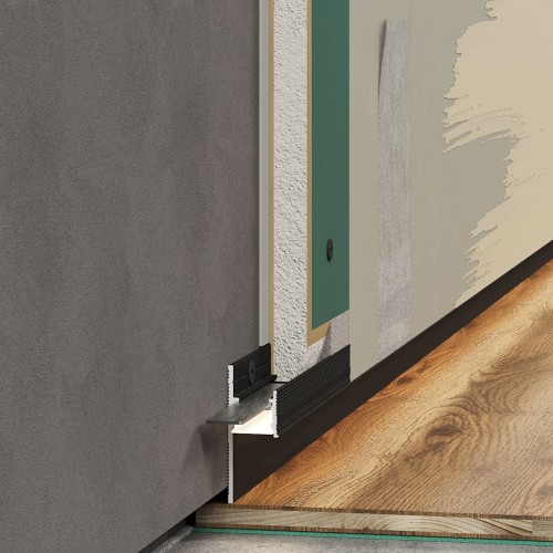 Плинтус алюминиевый теневой с подсветкой Laconistiq Light Черный муар RAL 9005 33-31-300 3000×41,3×15 Плинтус алюминиевый теневой с подсветкой Laconistiq Light Черный муар RAL 9005 33-31-300 3000×41,3×15