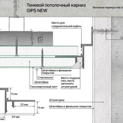 Профиль алюминиевый теневой Laconistiq Gips Regular Черный муар RAL 9005 53-31-300 3000×47,5×43