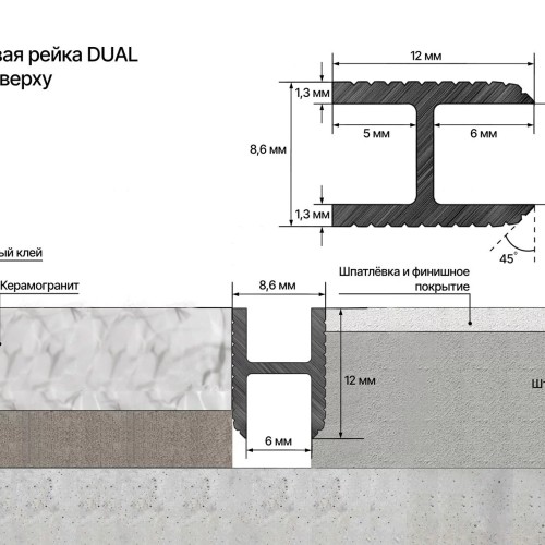 Профиль алюминиевый теневой Laconistiq Dual 22-100-300 без покрытия 3000×8,6×12