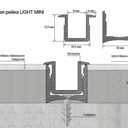 Вставка алюминиевая для теневого профиля Laconistiq Light mini Черная 29/1-11-300 3000×10,5×11,3