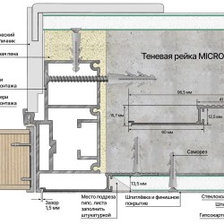 Профиль алюминиевый теневой Laconistiq Micro Черный муар RAL 9005 24-31-100 1000×96,5×15,7