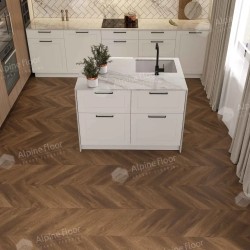 Кварцвиниловый SPC ламинат Alpine Floor Chevron Alpine Дуб Коричневый ECO 18-13 французская елка 600×127×5