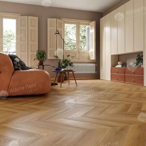 Кварцвиниловый SPC ламинат Alpine Floor Chevron Alpine Баварский лес ECO 18-18 французская елка 600×127×5