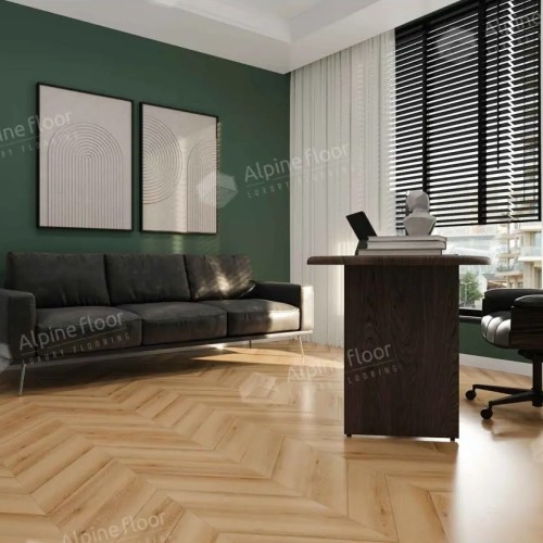 Кварцвиниловый SPC ламинат Alpine Floor Chevron Alpine Дуб Самерсет ECO 18-19 французская елка 600×127×5