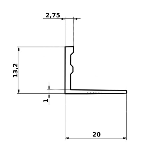 Порожек алюминиевый Modern Decor Г-образный золото 2700×20×13,2