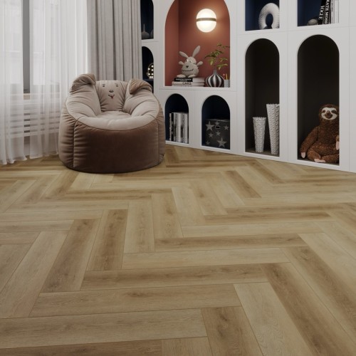 Кварцвиниловый SPC ламинат Cronafloor Herringbone 2.0 Дуб Лимож H020 венгерская елка 640×128×4,5