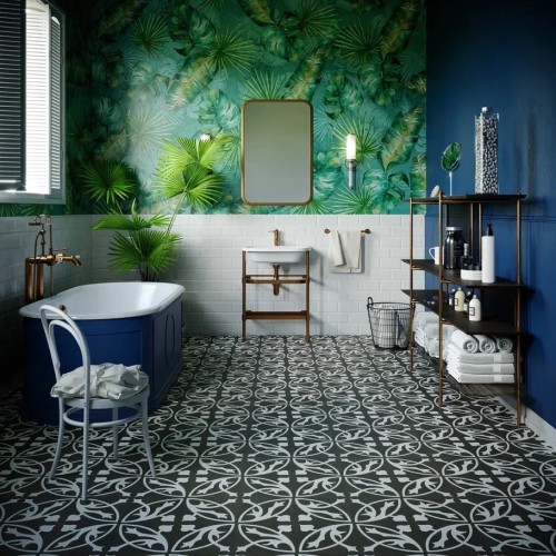 Кварцвиниловая плитка Invictus клеевая Maximus Tile Victorian Deco Charcoal 229×229×2,5