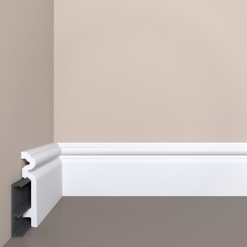 Плинтус под покраску с монтажной планкой Bello Deco П14 2000×90×19 Плинтус под покраску с монтажной планкой Bello Deco П14 2000×90×19