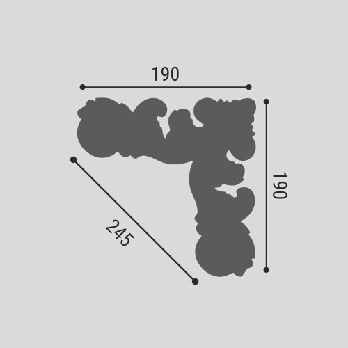 Угловой элемент к молдингу под покраску Bello Deco УУ1 190×190×12 Угловой элемент к молдингу под покраску Bello Deco УУ1 190×190×12