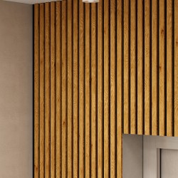 МДФ стеновая панель акустическая Cosca Decor Сканди Дуб Медный черный войлок 2750×600×19