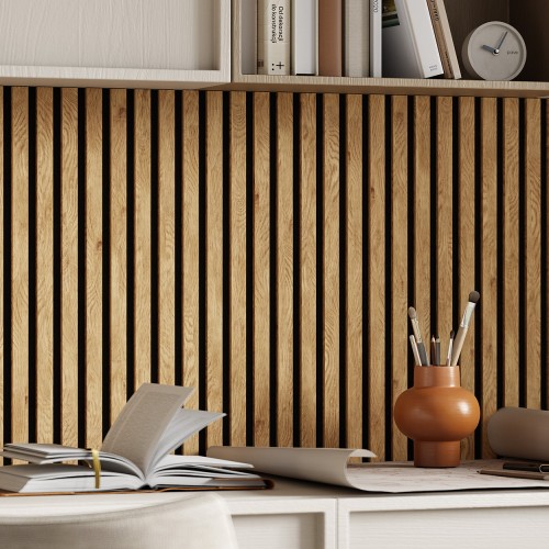 МДФ стеновая панель акустическая Cosca Decor Сканди Дуб Медный черный войлок 2750×600×19 МДФ стеновая панель акустическая Cosca Decor Сканди Дуб Медный черный войлок 2750×600×19