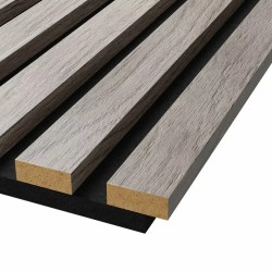 МДФ стеновая панель акустическая Cosca Decor Сканди Дуб Старинный Светло-серый черный войлок 2750×600×19