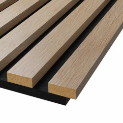 МДФ стеновая панель акустическая Cosca Decor Сканди Ясень Тирамису черный войлок 2750×600×19