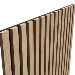 МДФ стеновая панель акустическая Cosca Decor Сканди Ясень Тирамису черный войлок 2750×600×19