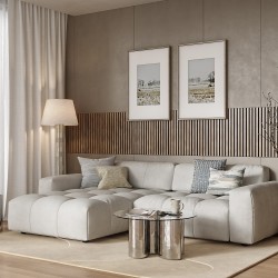 МДФ стеновая панель акустическая Cosca Decor Сканди Ясень Тирамису черный войлок 2750×600×19