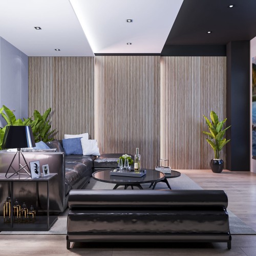 МДФ стеновая панель акустическая Cosca Decor Сканди Ясень Тирамису черный войлок 2750×600×19 МДФ стеновая панель акустическая Cosca Decor Сканди Ясень Тирамису черный войлок 2750×600×19