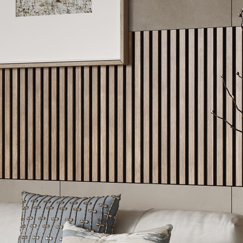 МДФ стеновая панель акустическая Cosca Decor Сканди Ясень Тирамису черный войлок 1200×600×19 МДФ стеновая панель акустическая Cosca Decor Сканди Ясень Тирамису черный войлок 1200×600×19