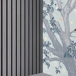 МДФ стеновая панель акустическая Cosca Decor Монако Дуб Ардженто Светло-серый черный войлок 600×600×21