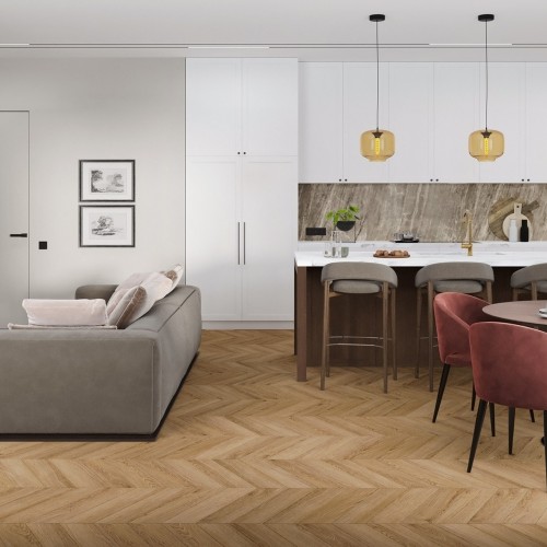 Кварцвиниловая плитка Damy Floor клеевая Chevron LVT Лувр DF04-Ch-LVT французская елка 600×127×2,5