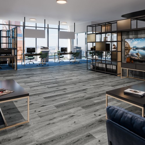 Кварцвиниловая плитка Damy Floor клеевая Family LVT Дуб Сильвер T7020-23-LVT 1227×187×2,5