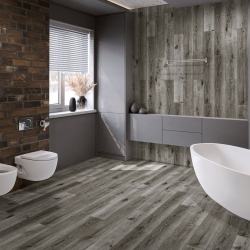 Кварцвиниловая плитка Damy Floor клеевая Family LVT Дуб Состаренный Серый T7020-5D-LVT 1227×187×2,5