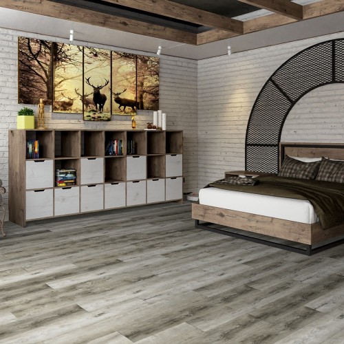 Кварцвиниловая плитка Damy Floor клеевая Family LVT Дуб Рустикальный Cерый TCM369-28-LVT 1227×187×2,5