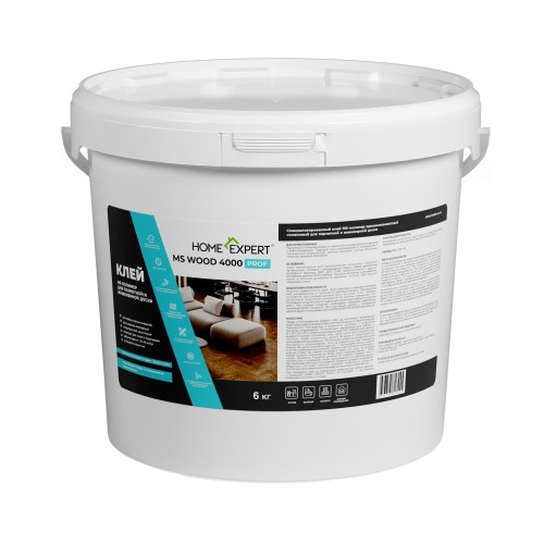 Клей для паркета Home Expert MS WOOD 4000 PROF MS-полимерный 6 кг Клей для паркета Home Expert MS WOOD 4000 PROF MS-полимерный 6 кг