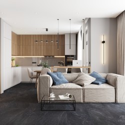 Кварцвиниловый SPC ламинат Vinilam Ceramo Stone Неаполитанский Черный 91910 940×470×8