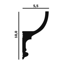 Потолочный плинтус под покраску Перфект Плюс P79 с подсветкой 2000×55×100