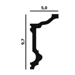 Потолочный плинтус под покраску Перфект Плюс P90 с подсветкой 2000×50×97