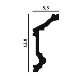 Потолочный плинтус под покраску Перфект Плюс P91 с подсветкой 2000×55×120