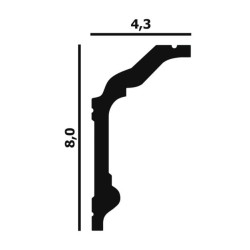 Потолочный плинтус под покраску Перфект Плюс P92 с подсветкой 2000×43×80