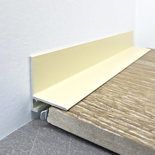 Микроплинтус алюминиевый TeckWood L-20 Слоновая кость Муар RAL 1015 2000×21×16