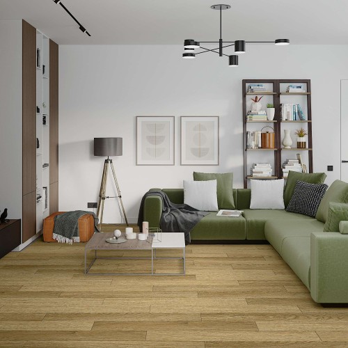 Кварцвиниловый SPC ламинат Damy Floor Family Дуб Золотой 190902EL-07F 1220×180×4