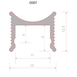Профиль алюминиевый теневой разделительный Decaro D007A Black черный 3000×12,5×15