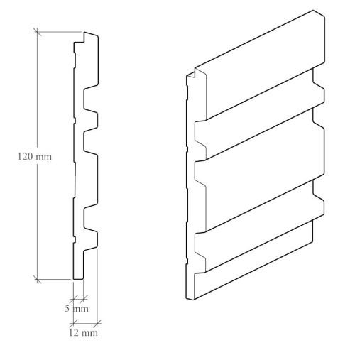 Стеновая панель под покраску Hiwood LV122 LONG NP 3000×120×12