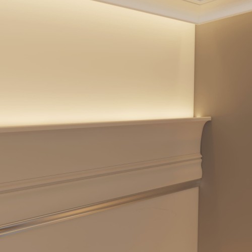 Потолочный плинтус под покраску Cosca Decor KX003 с подсветкой 2000×45×120