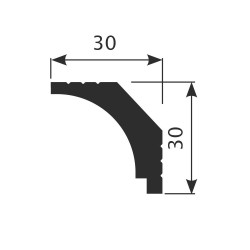 Потолочный плинтус под покраску Cosca Decor KX019 2000×30×30