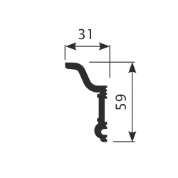 Потолочный плинтус под покраску Cosca Decor KX046 2000×31×59