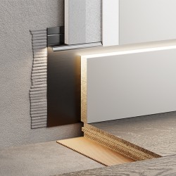 Плинтус алюминиевый скрытый с подсветкой Modern Decor RAL 9005 Черный 99-85-74 2500×104,6×13,8